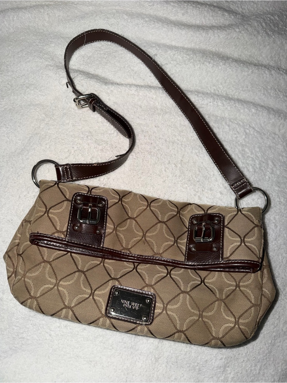 Nine West Tan & Brown Patterned Shoulder Bag